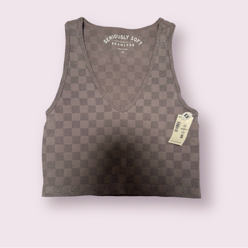 Aeropostale Glitter Checkered Tank Top